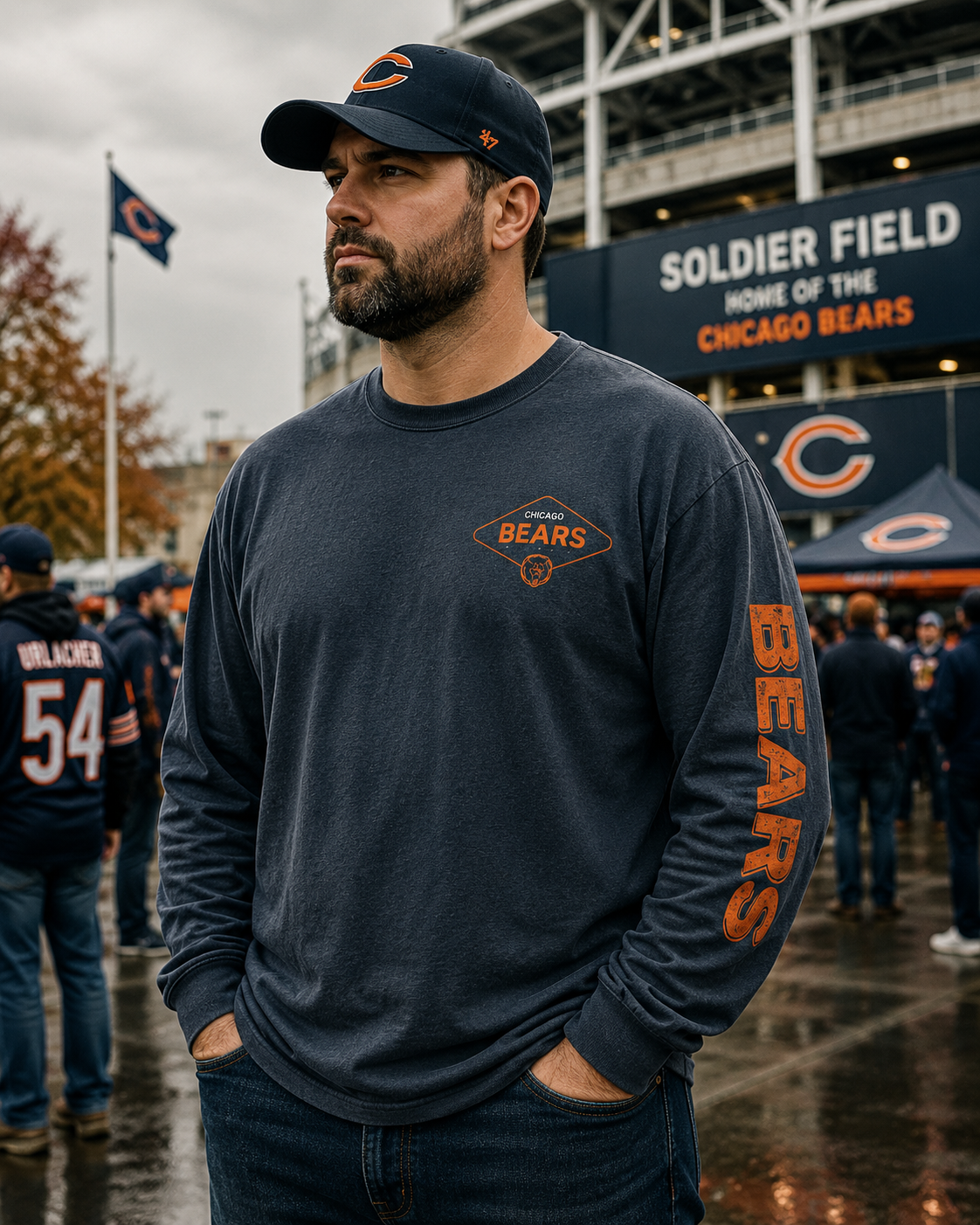 Chicago Bears ’47 Brand Cairn Ravine Foundation Long Sleeve NFL XL Import USA