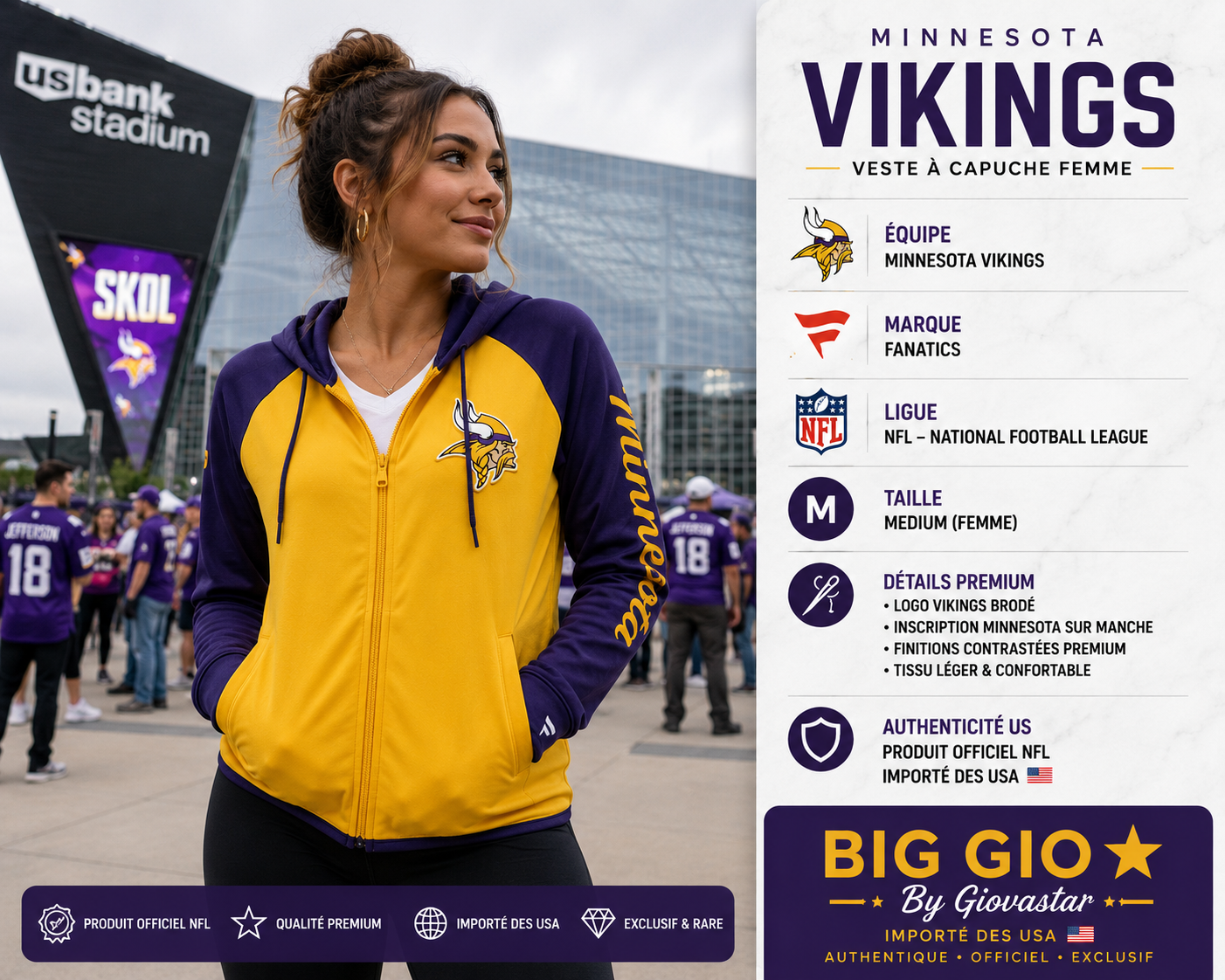 veste femme minnesota vikings fanatics nfl taille M neuve