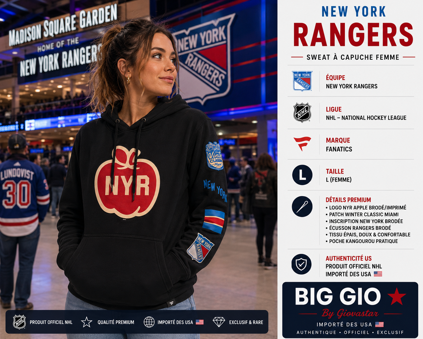 Fanatics New York Rangers NHL Winter Classic Miami Hoodie Femme L Officiel USA