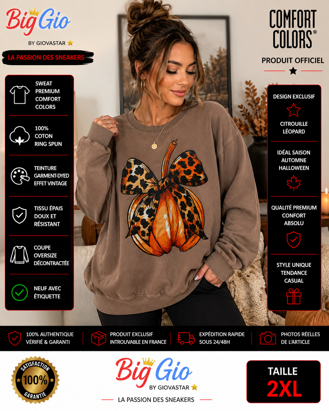 sweat comfort colors pumpkin leopard taupe 2XL