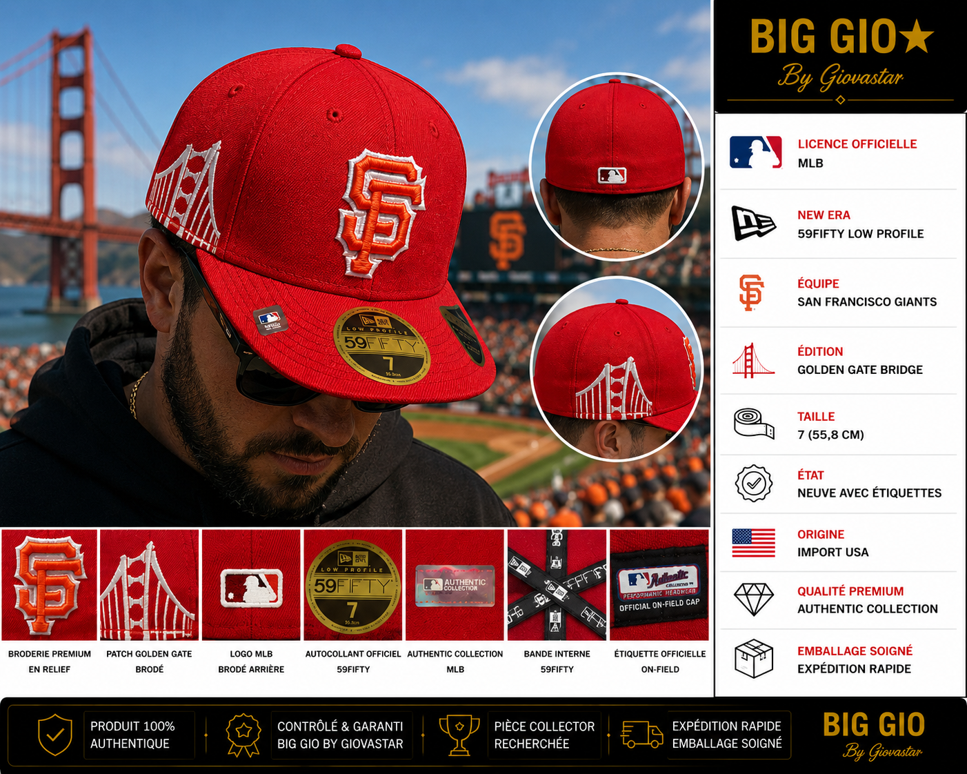 San Francisco Giants New Era 59FIFTY Fitted Rouge Golden Gate Bridge T7 MLB