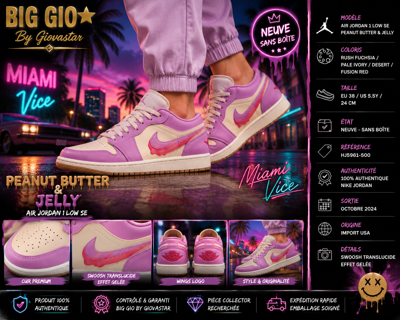 Air Jordan 1 Low SE Peanut Butter & Jelly PB&J T38