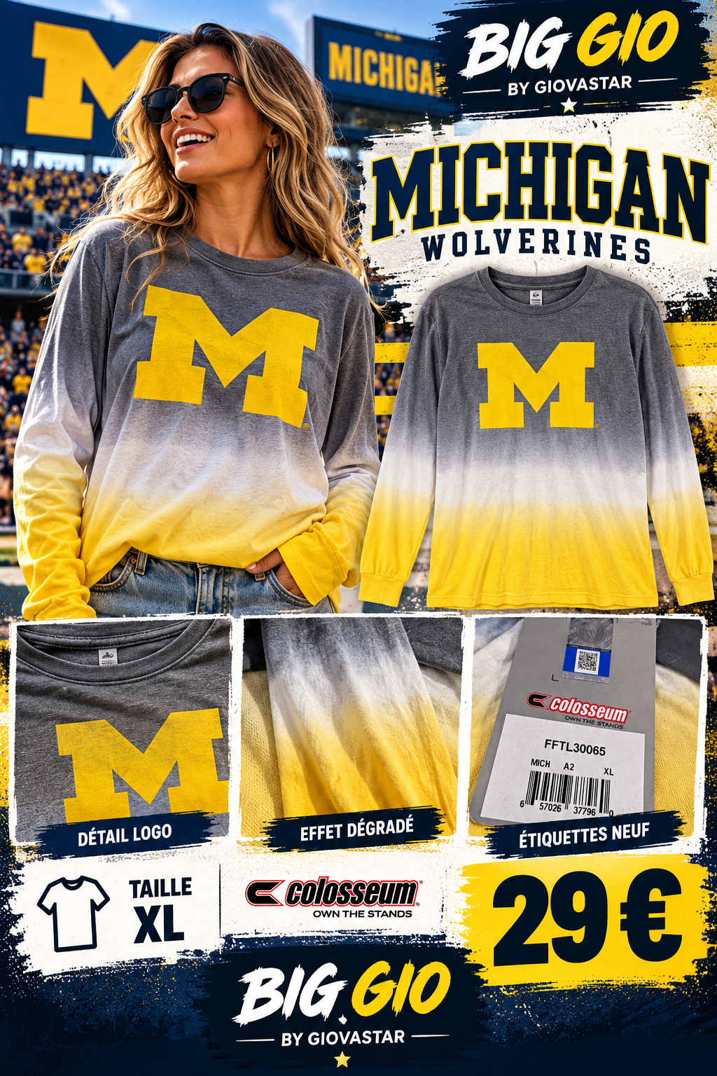 Michigan Wolverines Colosseum XL 29 € affiche Big Gio
