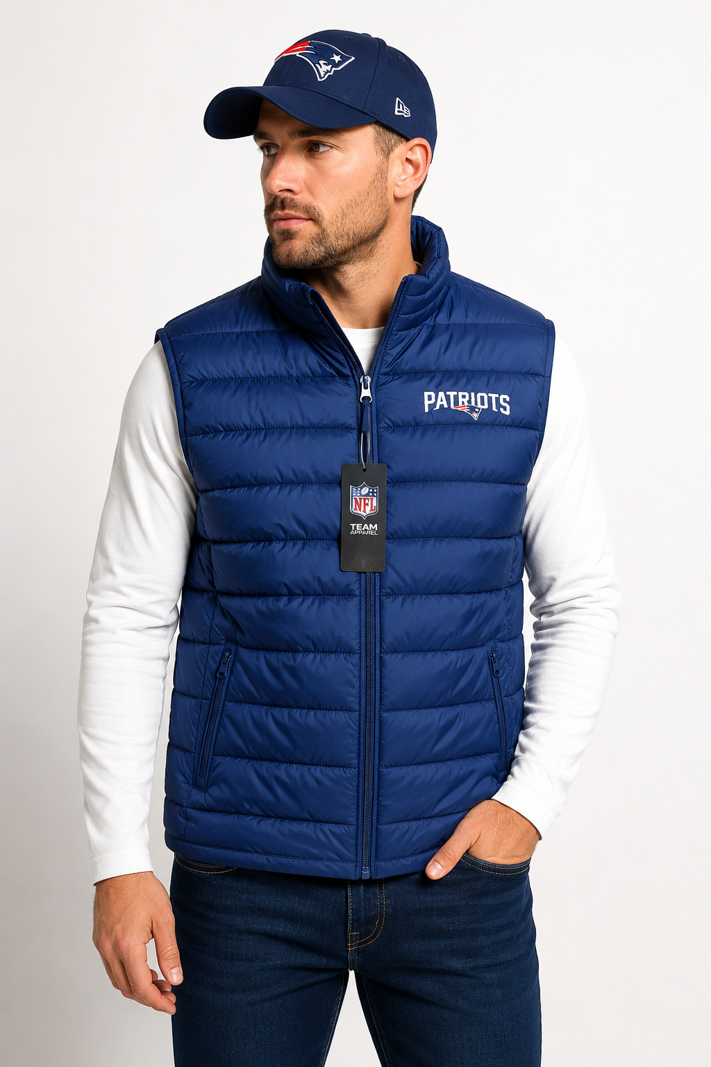 🏈💙 New England Patriots NFL Team Apparel – Doudoune Sans Manches Officielle 💙🏈