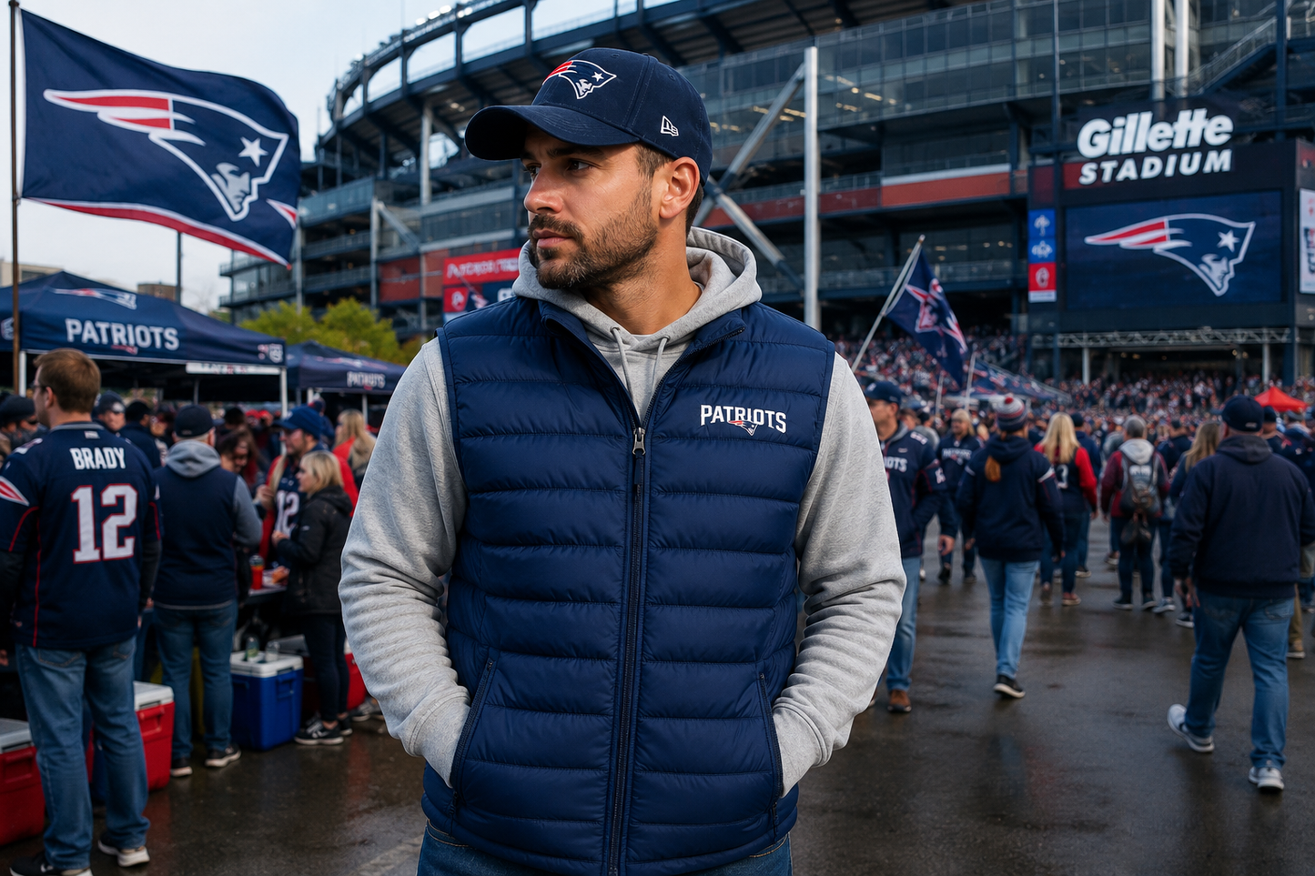 🏈💙 New England Patriots NFL Team Apparel – Doudoune Sans Manches Officielle 💙🏈