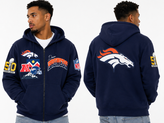 Denver Broncos Super Bowl 50 Zip Hoodie NFL – Taille M