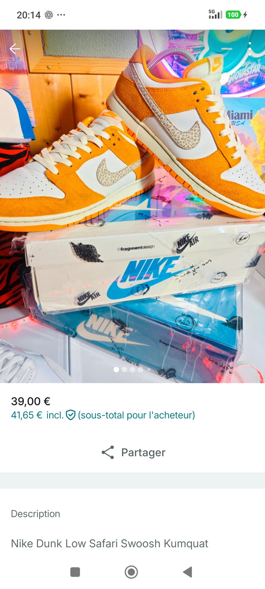 Nike Dunk Low Safari Swoosh Kumquat 44.5 DR0156-800