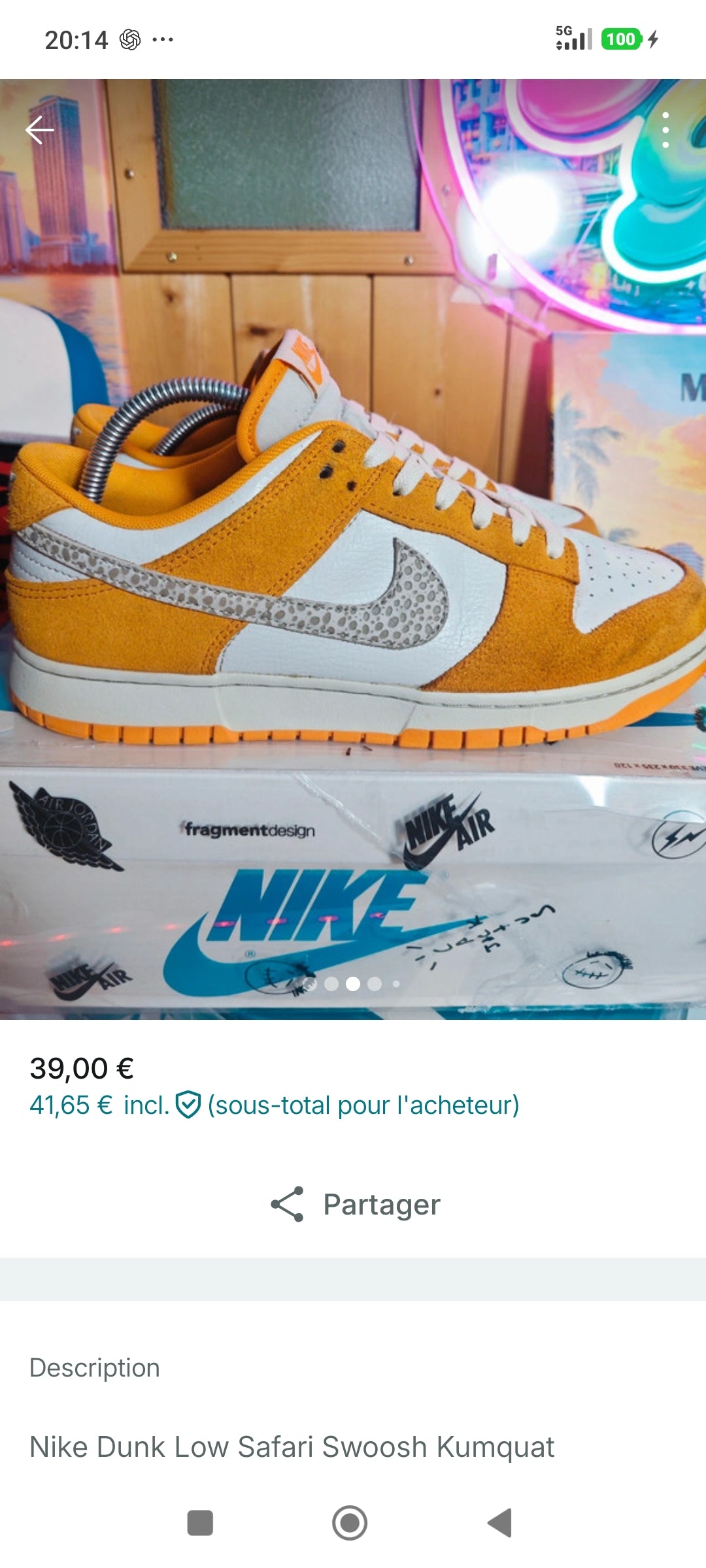Nike Dunk Low Safari Swoosh Kumquat 44.5 DR0156-800