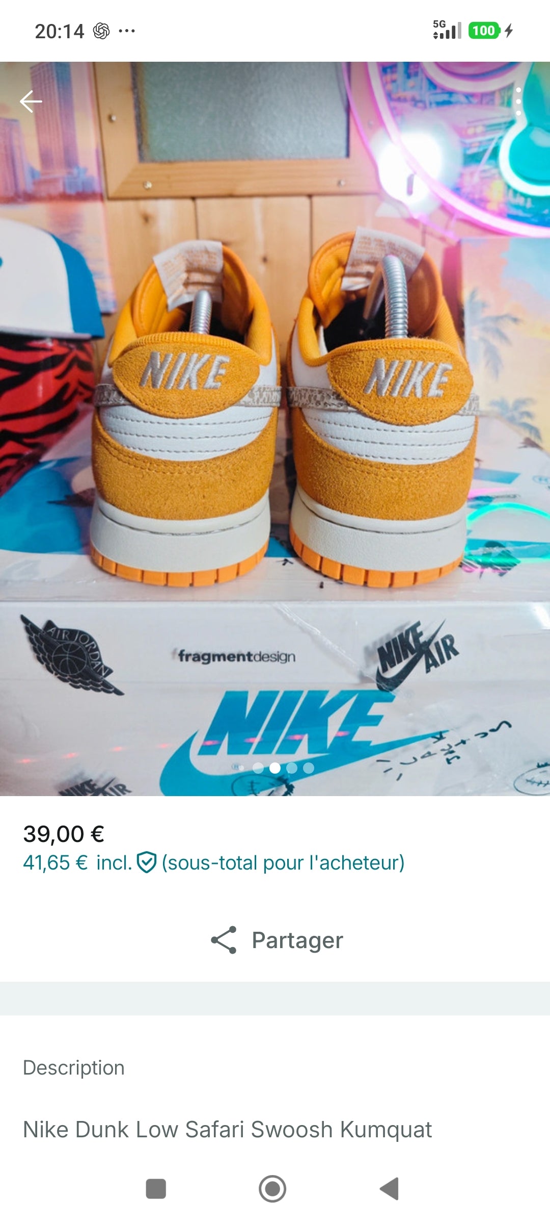 Nike Dunk Low Safari Swoosh Kumquat 44.5 DR0156-800
