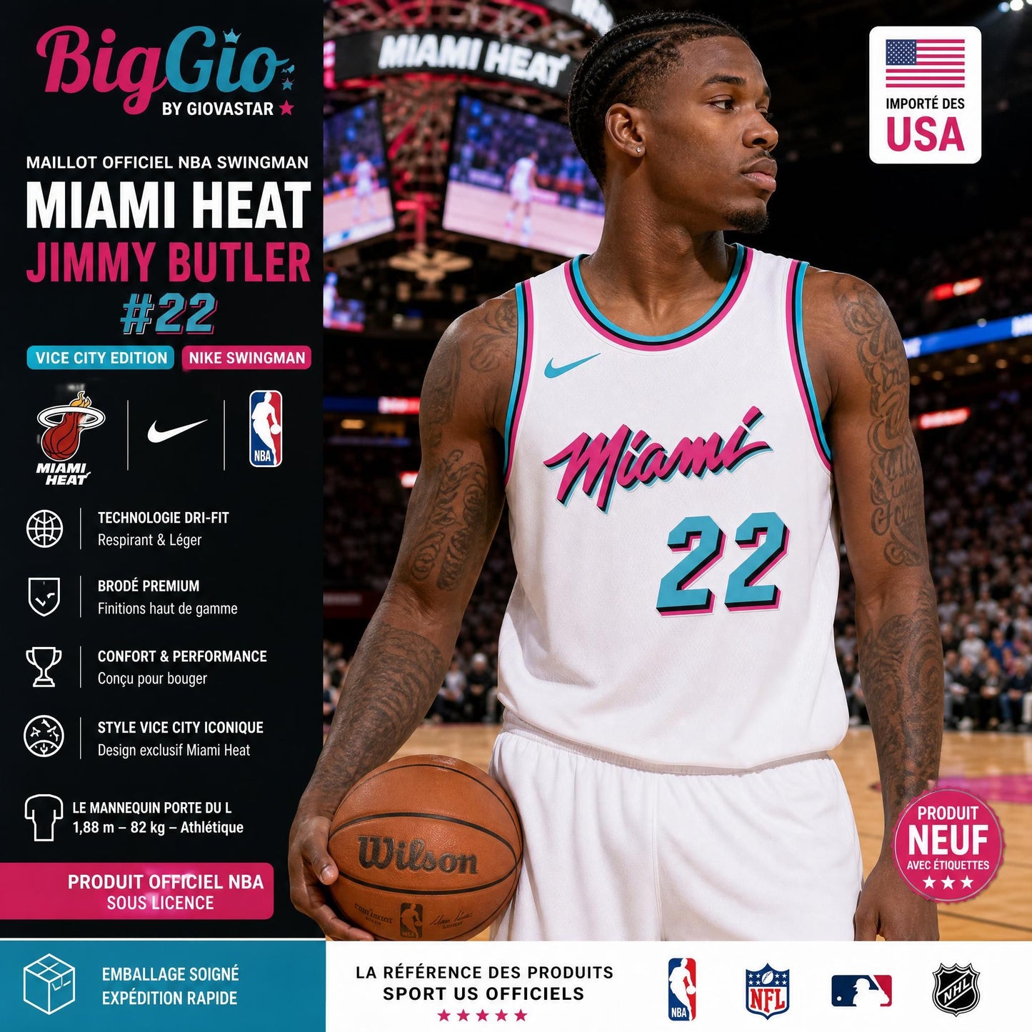 Miami Heat Jimmy Butler 22 Vice Nike NBA Swingman XL