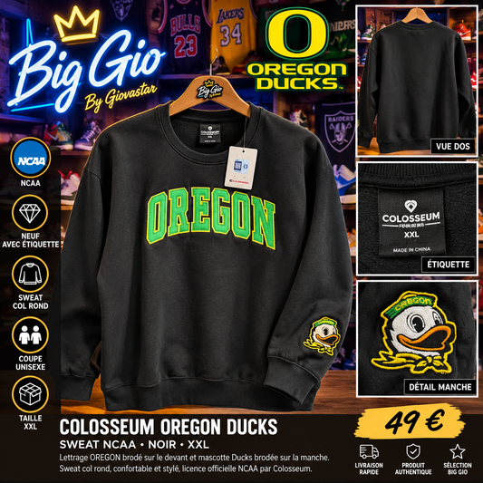 Sweat Colosseum Oregon Ducks noir XXL neuf avec étiquette