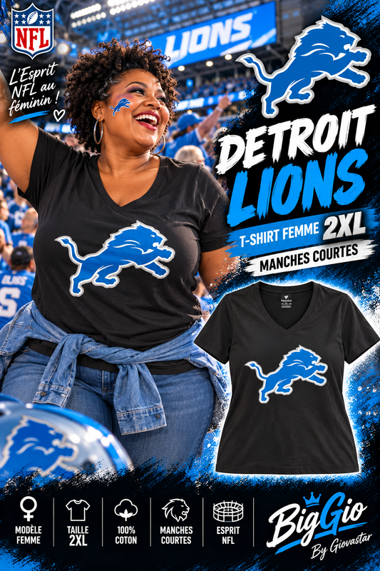 Detroit Lions Fanatics noir col V femme 2XL