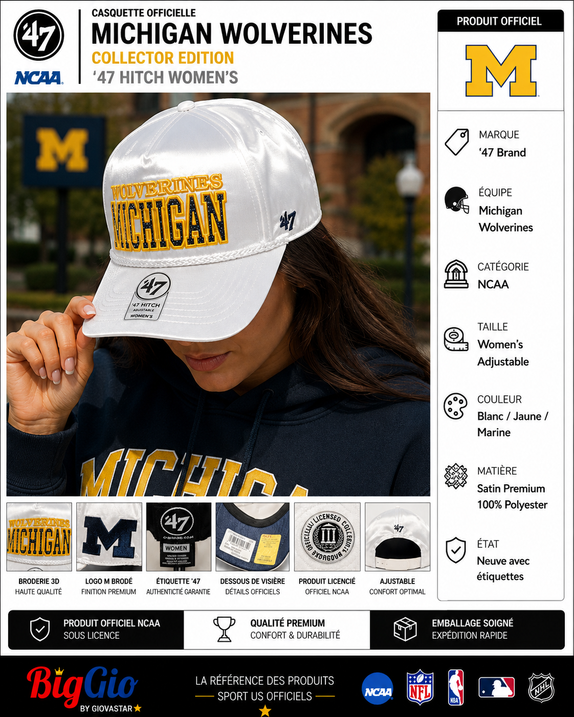Casquette Michigan Wolverines NCAA '47 Brand Collector Edition