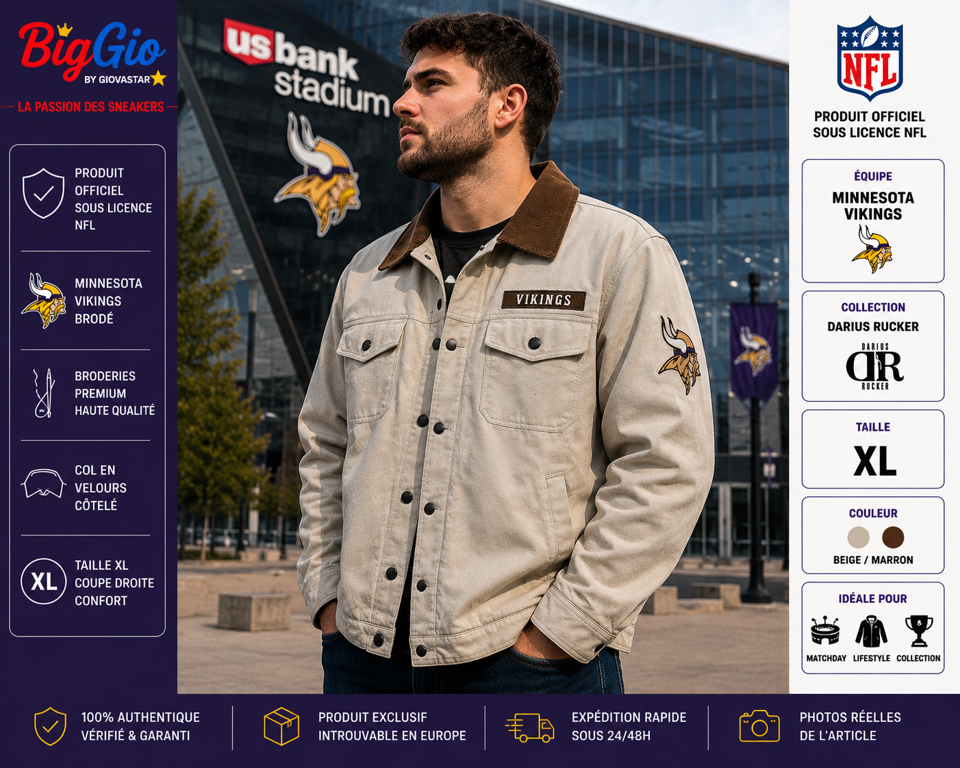 Veste Minnesota Vikings Darius Rucker NFL XL
