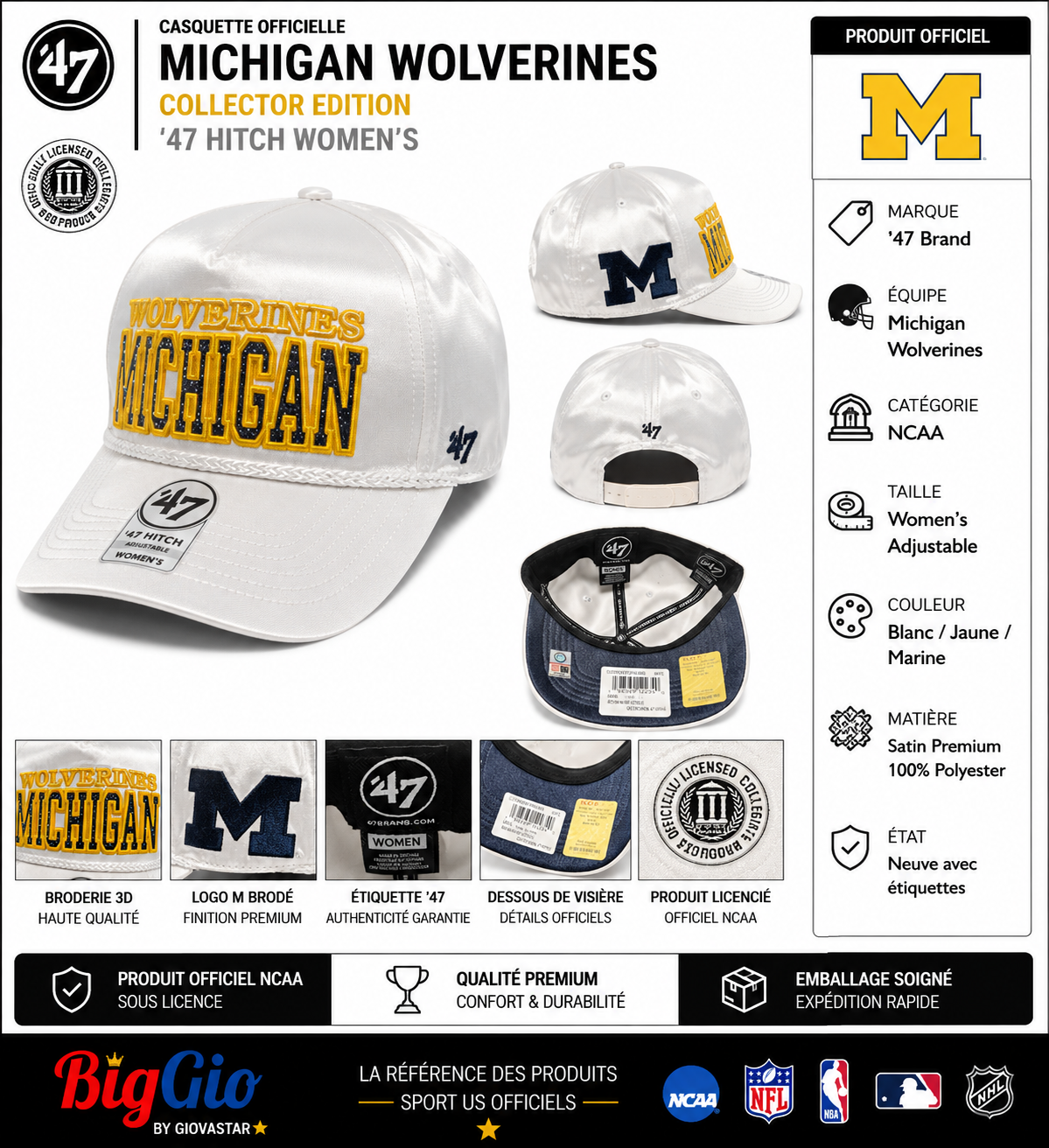 Casquette Michigan Wolverines NCAA '47 Brand Collector Edition