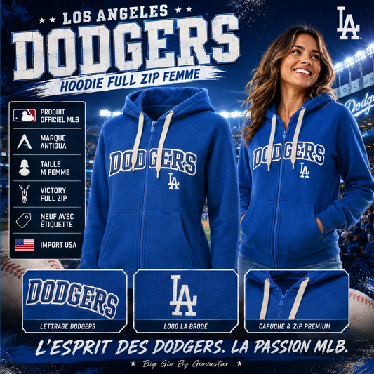 ⚾ Los Angeles Dodgers Antigua Victory Full Zip Hoodie Femme M Neuf MLB