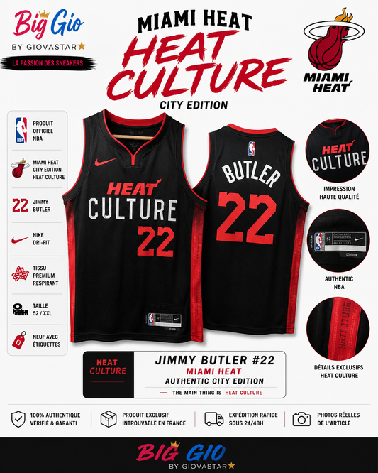 Nike Miami Heat Culture Jimmy Butler 22 Authentic NBA Jersey XXL