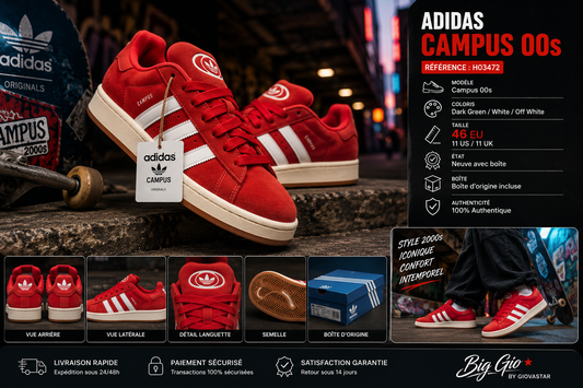 🔥 Adidas Campus 00s H03472 Homme EU 46 - Neuve avec boîte - Originals Streetwear Premium