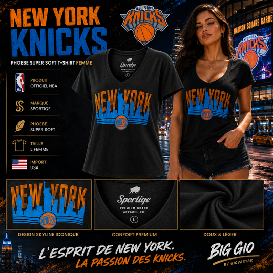🗽 New York Knicks Sportiqe Phoebe Super Soft T-shirt Femme L NBA