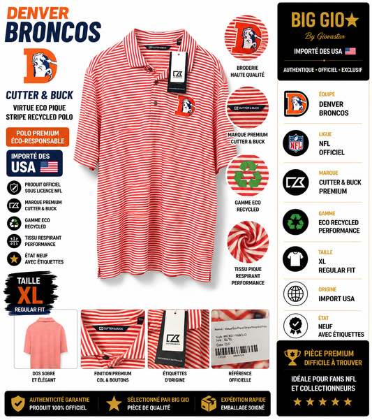 Denver Broncos Cutter & Buck Virtue Eco Polo NFL XL
