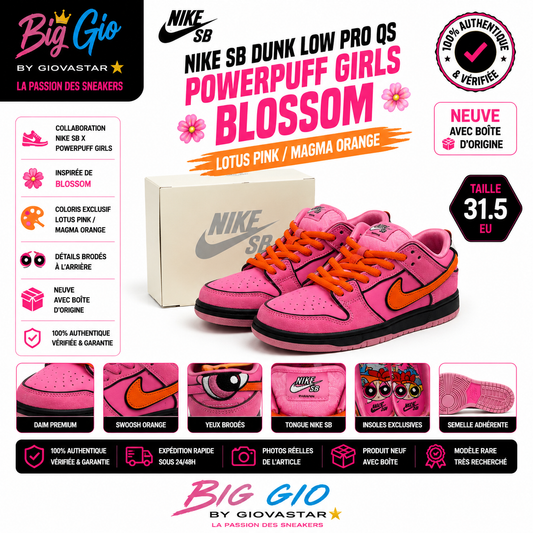 Nike SB Dunk Low Pro QS Powerpuff Girls Blossom 31.5 Neuve