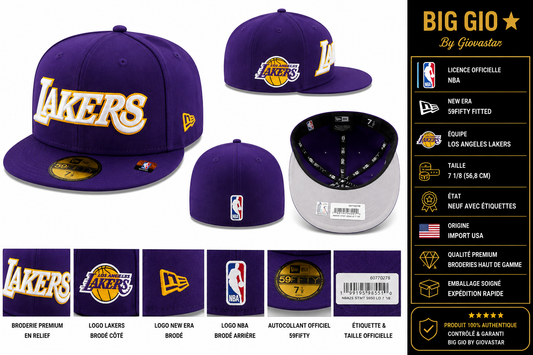 🏀 Los Angeles Lakers New Era 59FIFTY 💜 Casquette NBA Officielle Fitted 7 1/8 ⭐