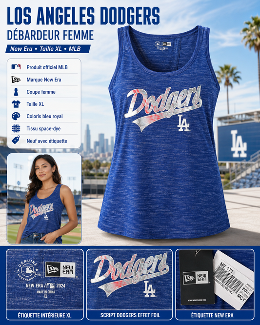 ⚾ Débardeur Femme Los Angeles Dodgers New Era Space-Dye Royal Taille XL Neuf