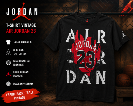 T-shirt Jordan Vintage Air Jordan 23 Noir Rouge – Enfant S 8-10 ans