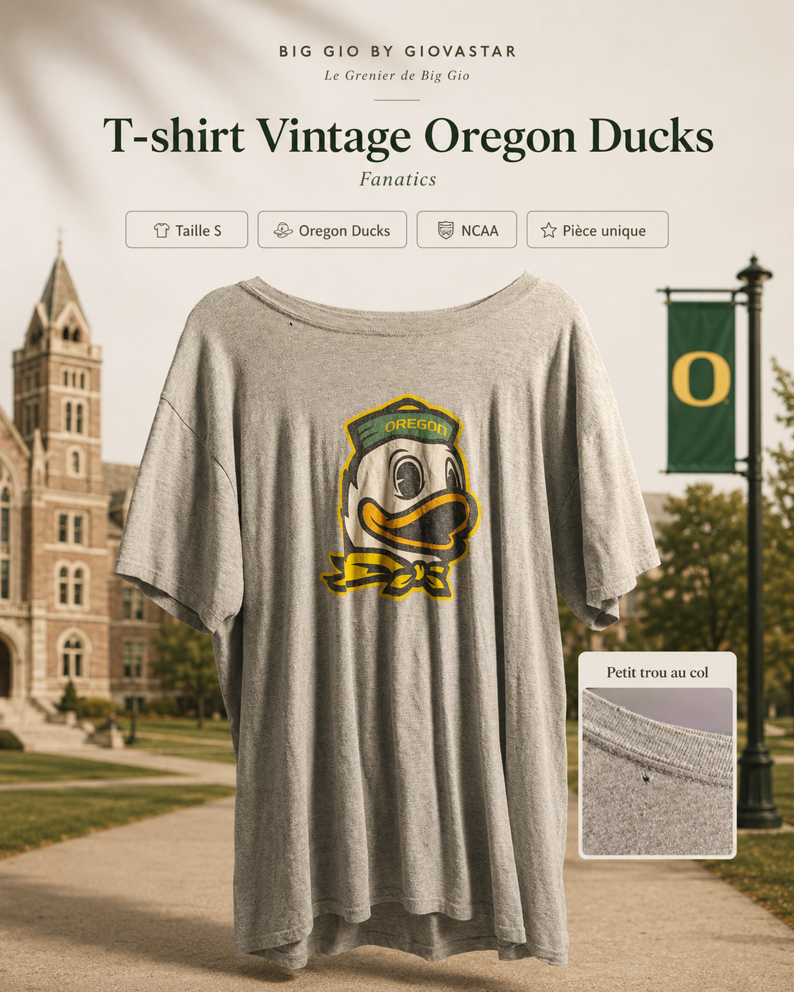 T-shirt Oregon Ducks Fanatics Gris Taille S – College US