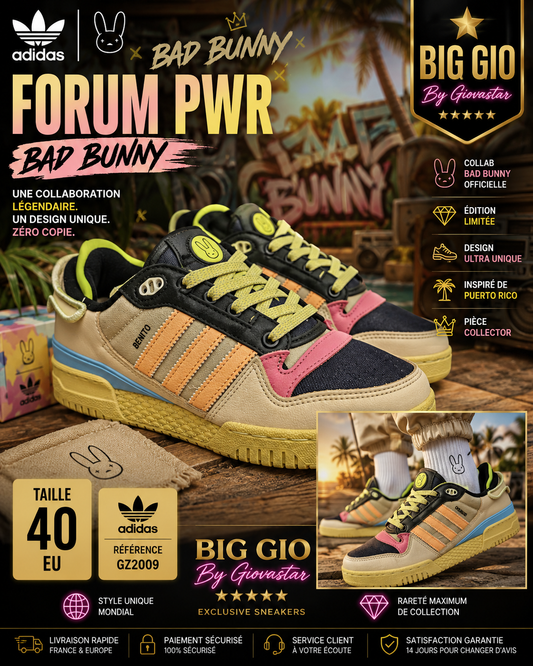 🐰🔥 adidas x Bad Bunny Forum Powerphase GZ2009 🌈 Sneaker Collector Ultra Rare Neuve EU 40