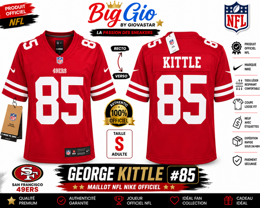 maillot nfl nike san francisco 49ers george kittle 85 taille s neuf