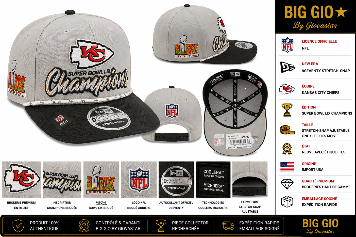 🏈 Kansas City Chiefs Super Bowl LIX Champions New Era 9SEVENTY NFL 🇺🇸