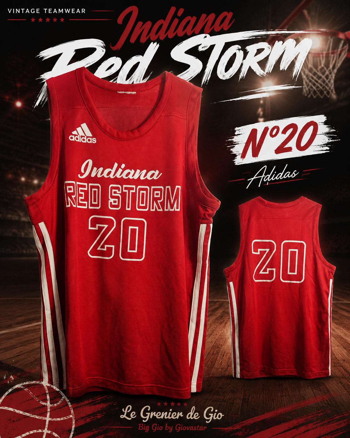 Maillot Basket Adidas Indiana Red Storm n°20 – Taille M