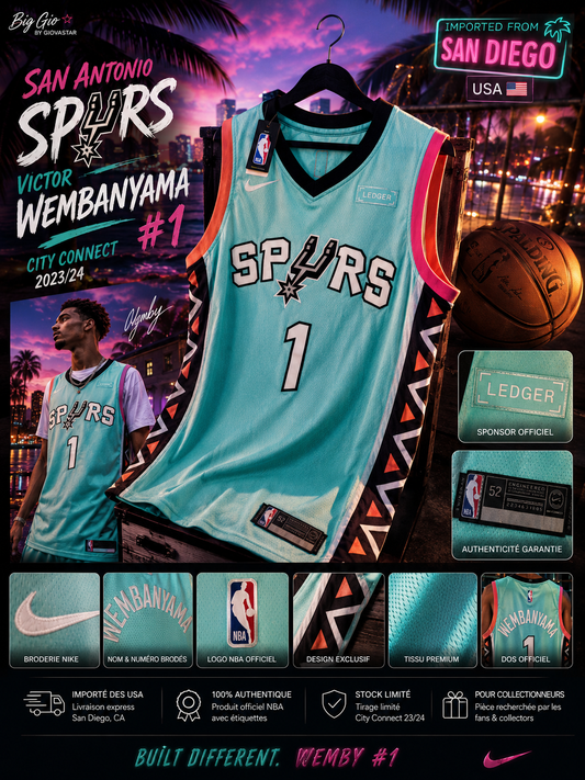 🏀 Maillot Nike NBA San Antonio Spurs City Edition Victor Wembanyama #1 – Taille 52 – Import USA