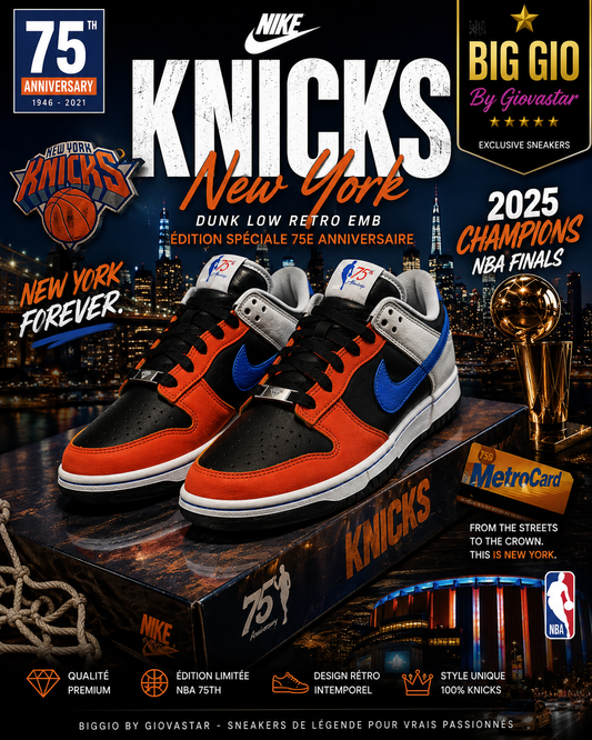 🏀 Nike Dunk Low Retro EMB NBA 75th Anniversary Knicks • Neuve avec boîte • Taille 41 EU