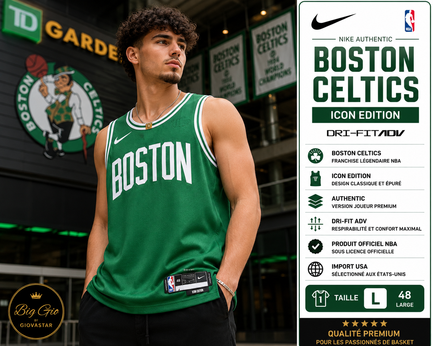 🔥 Boston Celtics Nike Icon Edition Dri-FIT ADV Officiel NBA 🍀 Import USA • Neuf • Collector • Édition Premium
