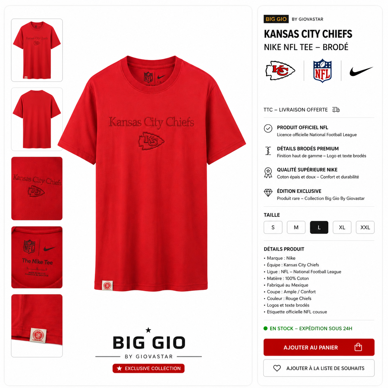 T-Shirt Kansas City Chiefs Nike NFL — The Nike Tee | Taille L