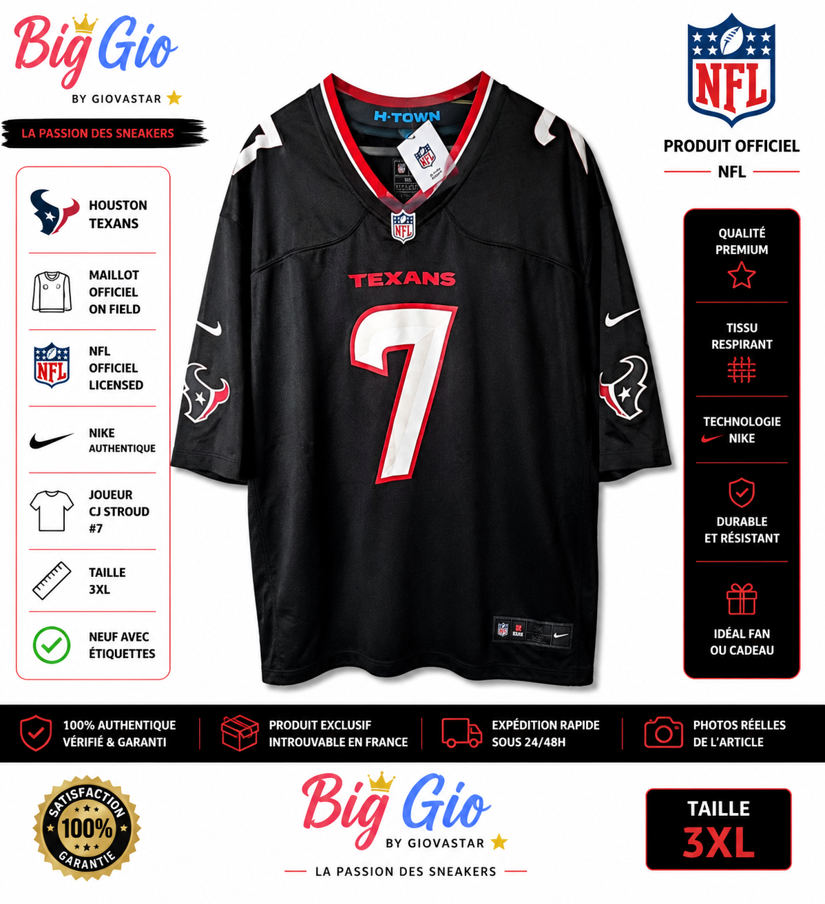 Nike Houston Texans CJ Stroud #7 NFL Jersey 3XL