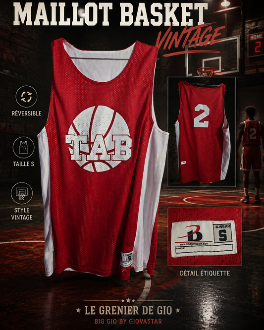 Maillot Basket Vintage Badger Sport B-Wear TAB n°2 Réversible – Taille S