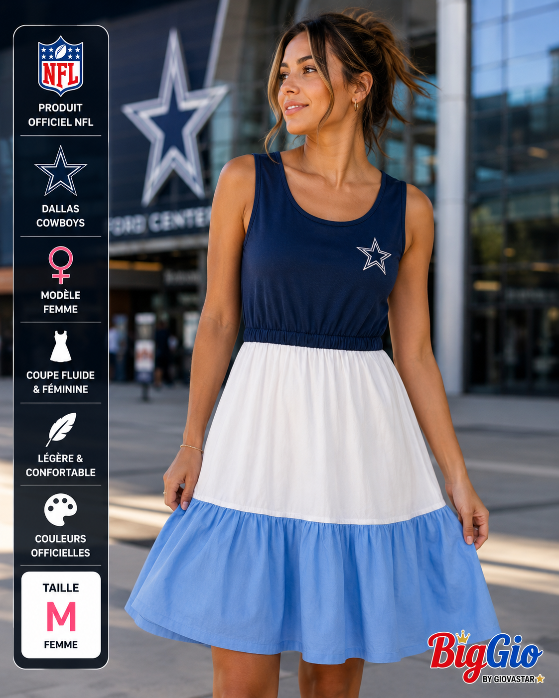 💙 Robe Officielle Dallas Cowboys NFL Femme M G-III 4Her ⭐