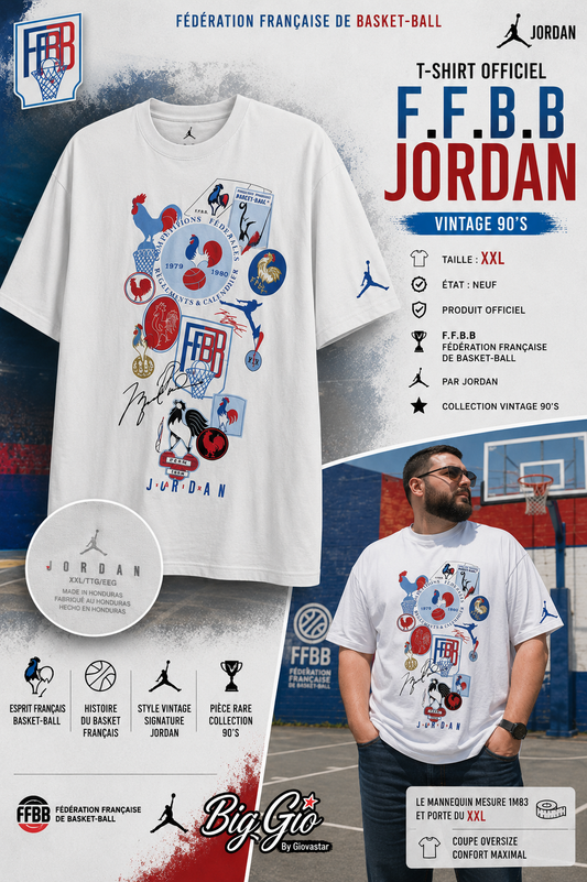 🇫🇷🏀 T-Shirt Jordan FFBB Équipe de France Basketball Heritage Blanc – XXL – NEUF 🔥