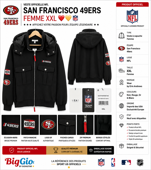 🔥 Veste officielle San Francisco 49ers NFL femme XXL ultra rare 🇺🇸🏈