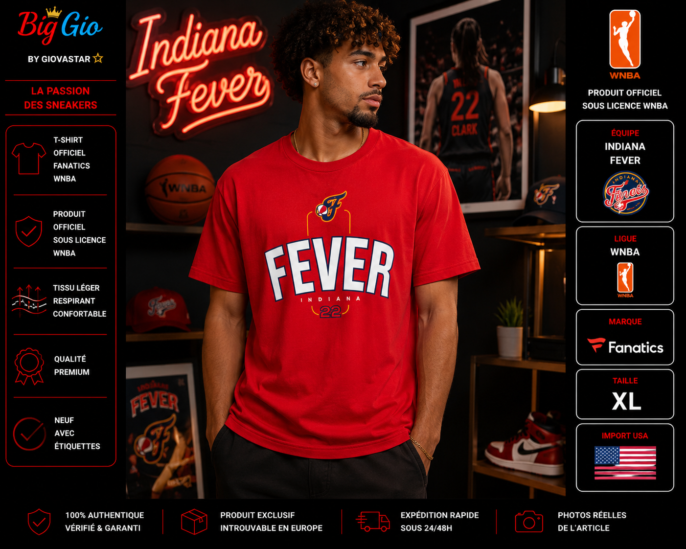 T-shirt Indiana Fever WNBA Fanatics XL