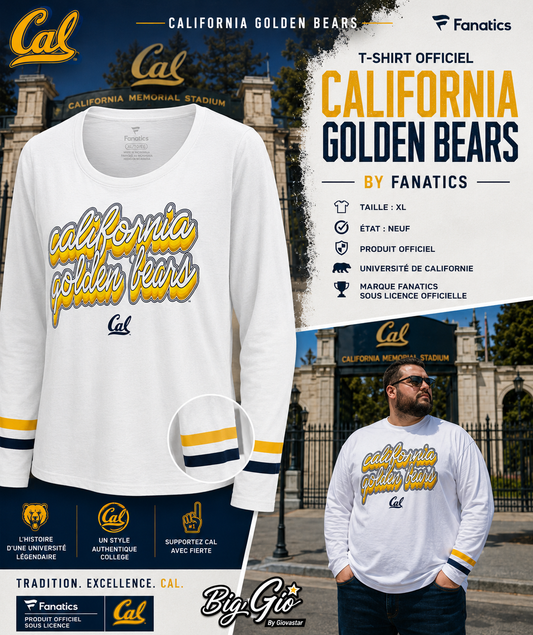 T-Shirt California Golden Bears CAL NCAA Fanatics ⚡ Blanc & Gold – XL – NEUF 🇺🇸
