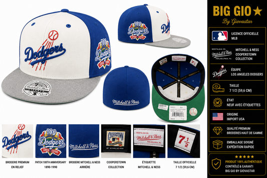 ⚾ Mitchell & Ness Los Angeles Dodgers 100th Anniversary Fitted 7 1/2 MLB USA