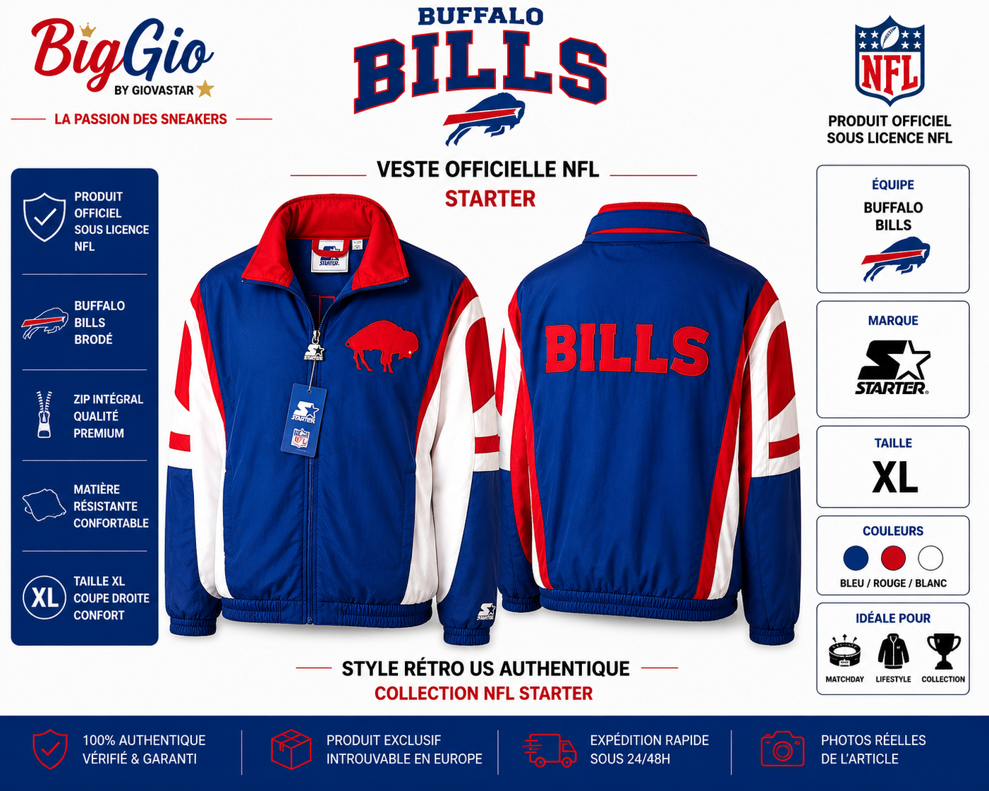 Starter Buffalo Bills NFL veste zippée XL