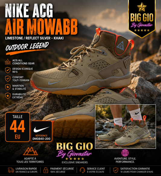 🏔️ Nike ACG Air Mowabb Limestone DM0840-200 – Neuve • Outdoor Icon • Taille 46 EU • Boîte d'origine