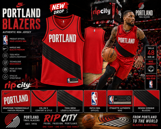 🔥 NIKE NBA PORTLAND BLAZERS 🏀 AUTHENTIC JERSEY 🔴⚫ SIZE 48 | NIKECONNECT | NEW 🔥