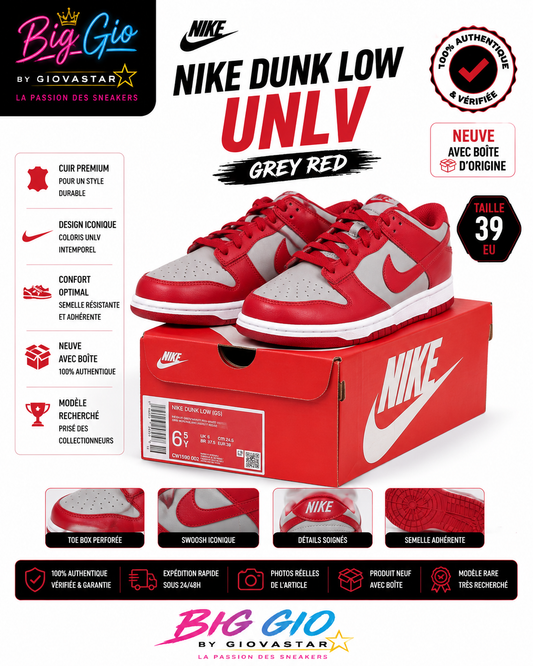 Nike Dunk Low UNLV Grey Red neuve avec boîte T39