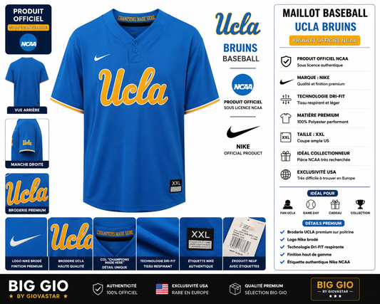 ucla bruins baseball jersey nike dri fit ncaa xxl